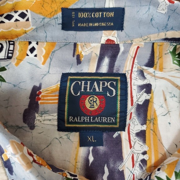 Men's Chaps Multicolored Hawaiian Shirt Short Sleeve Button Up Palm Trees, Sz XL - Picture 13 of 13